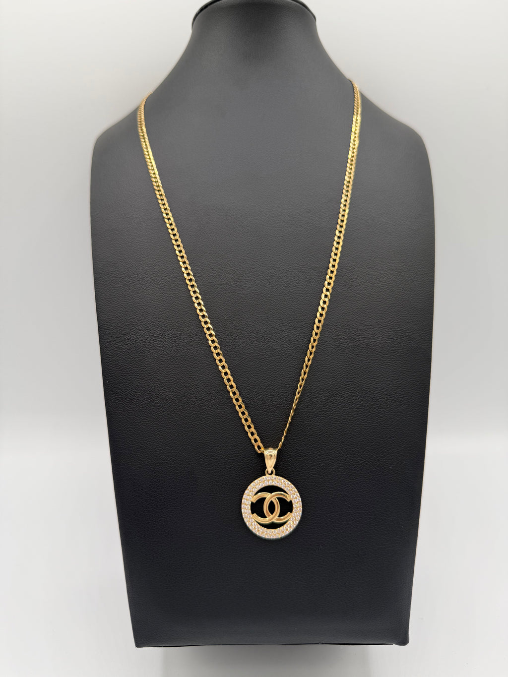 Cadena corte brillo oro 10k con colgante