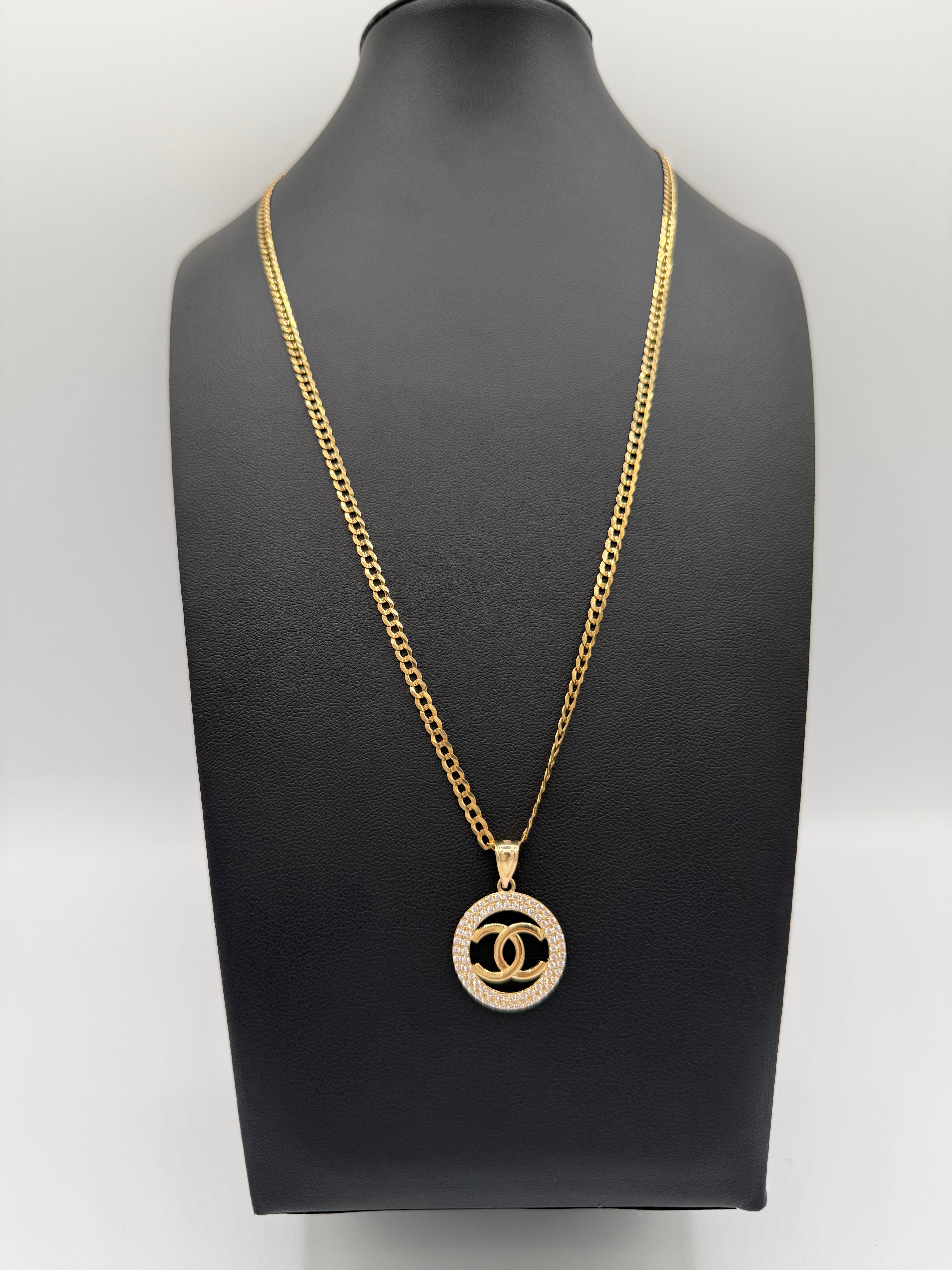 Cadena corte brillo oro 10k con colgante