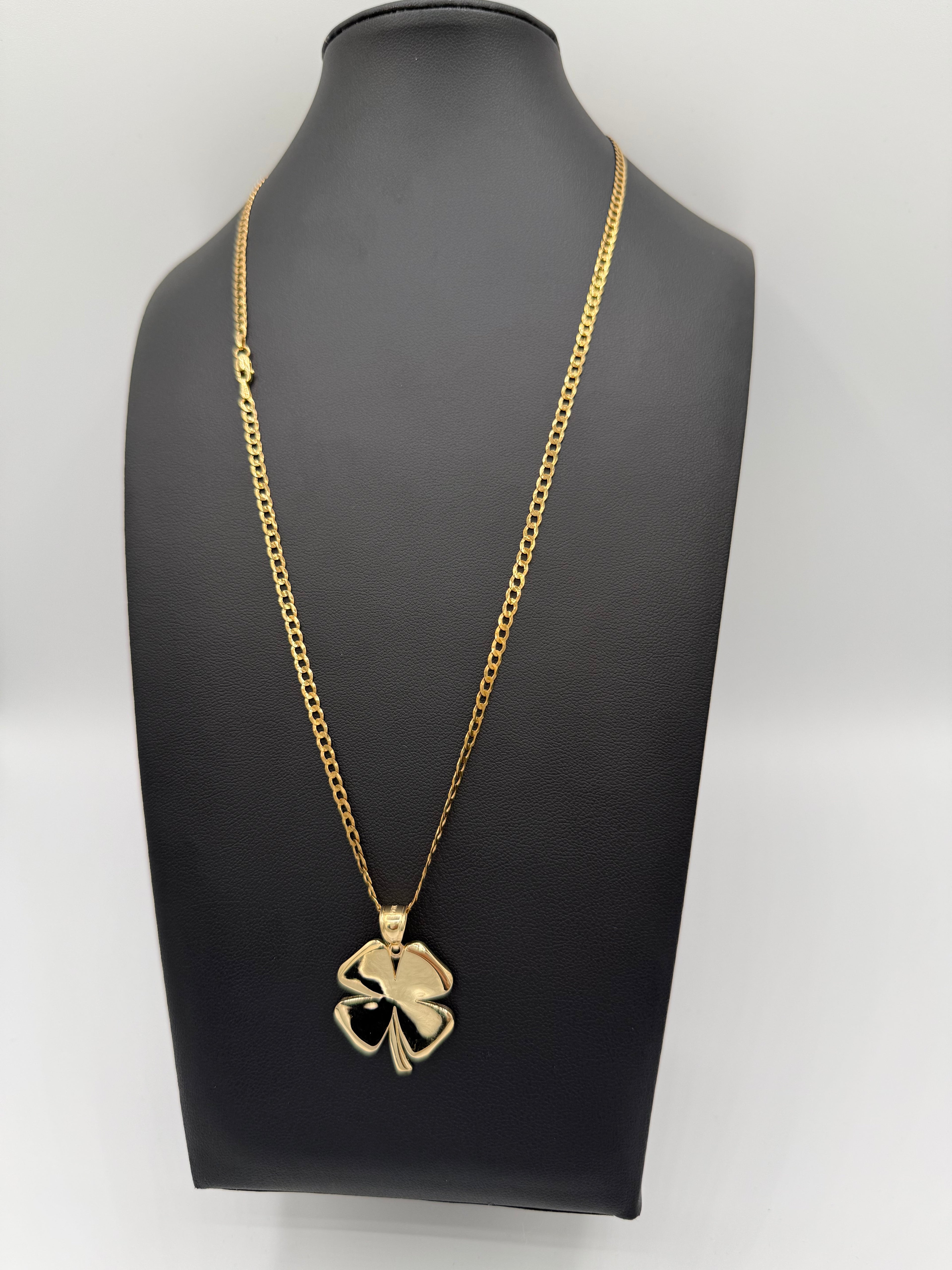 Cadena corte brillo 10k con colgante