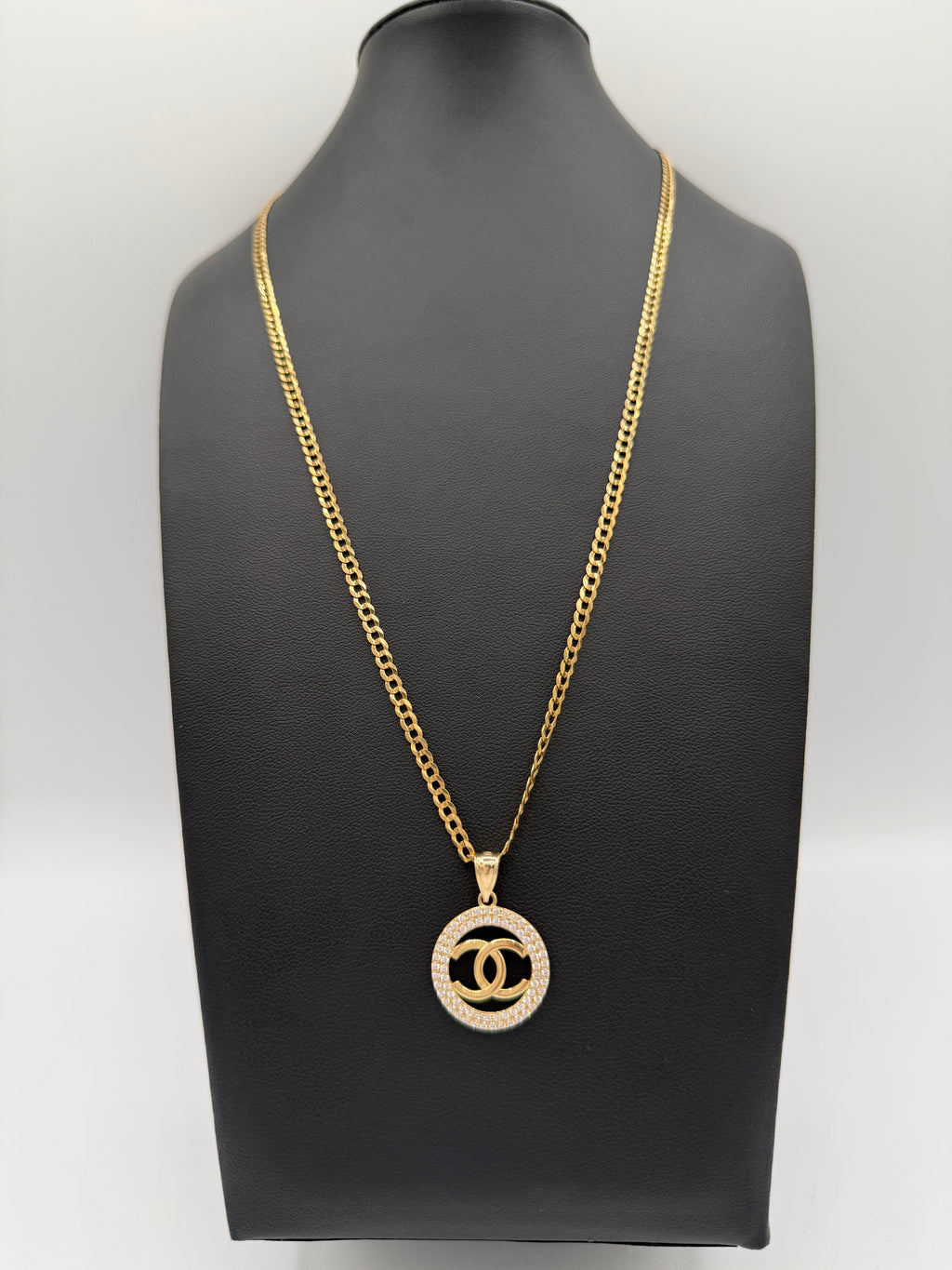 Cadena corte brillo oro 10k con colgante