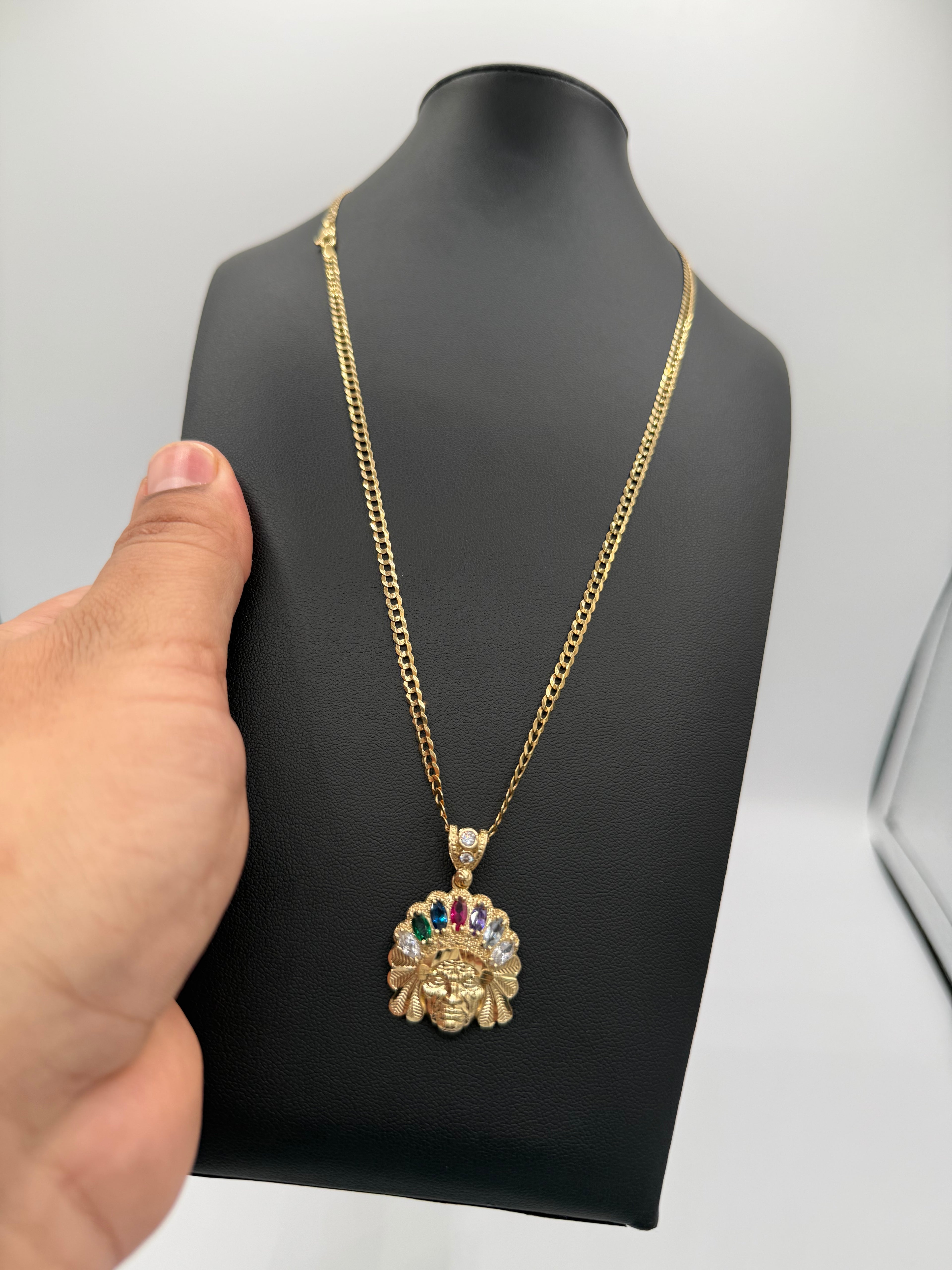 Cadena corte brillo oro 10k con Colgate