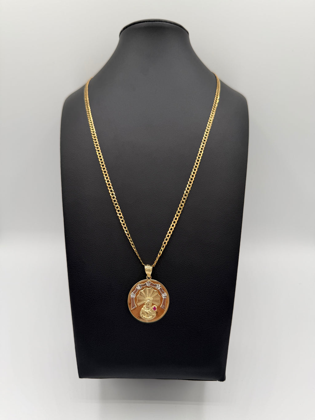 Cadena corte brillo oro  10k con colgante