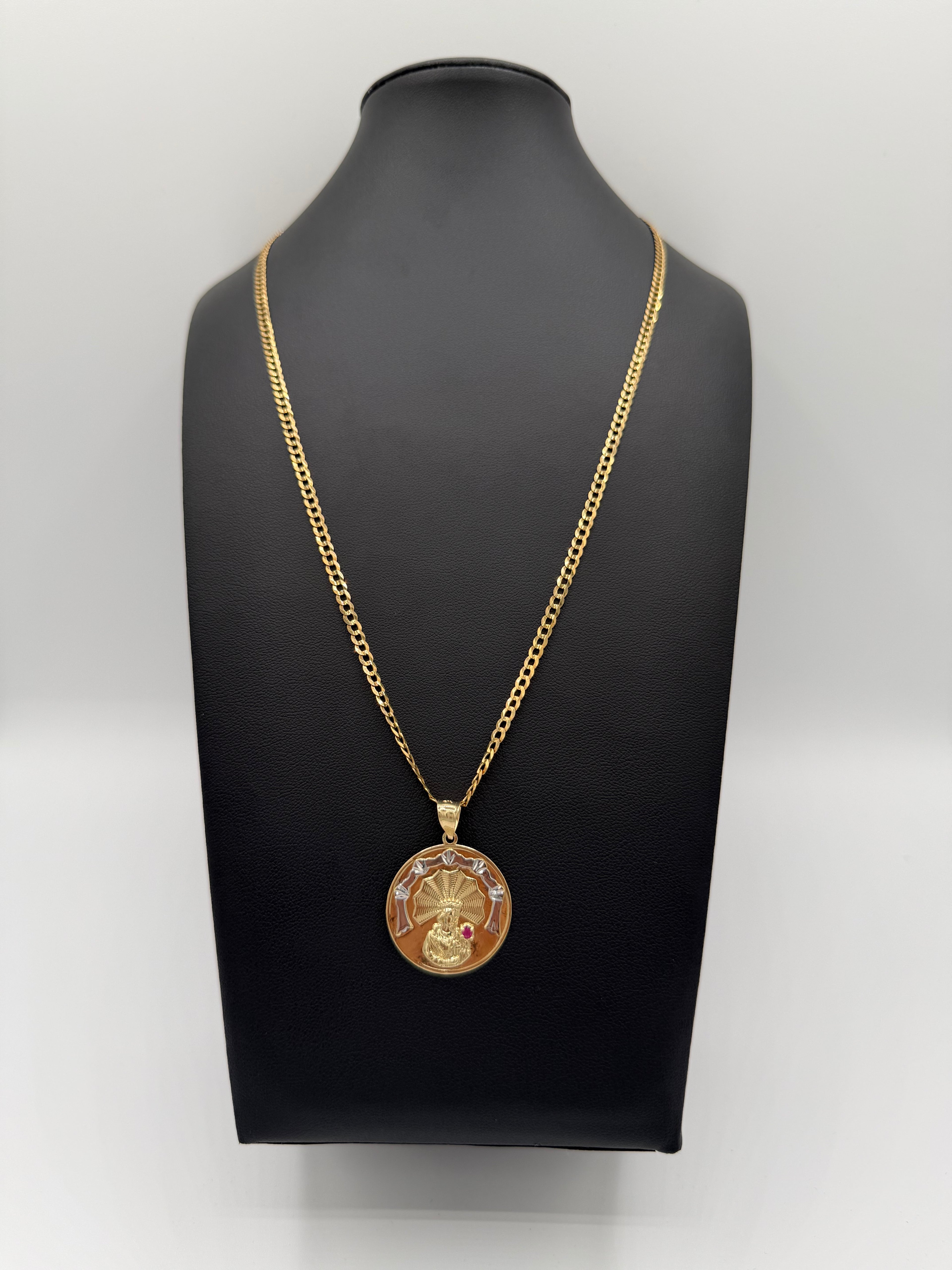 Cadena corte brillo oro  10k con colgante